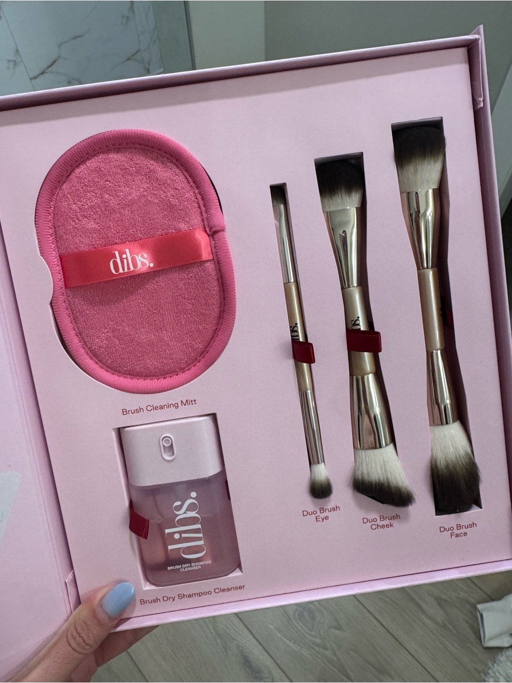 DIBS Pink Duo Brush Set with Cleaning Mitt